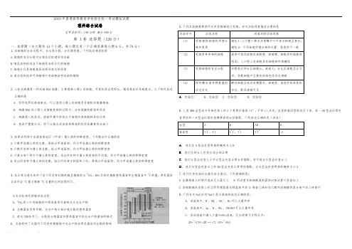 2019年高考全国卷模拟试题(理科综合)word版