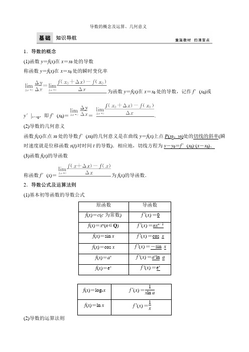 导数的概念及运算、几何意义