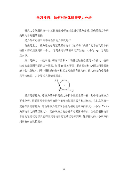 高一物理必修1_学习技巧：如何对物体进行受力分析