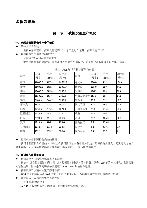 水稻栽培学讲义