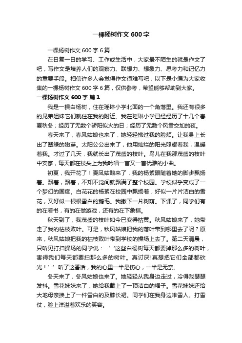 一棵杨树作文600字6篇