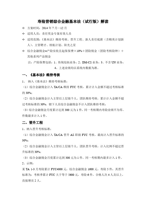 寿险营销综合金融基本法解读