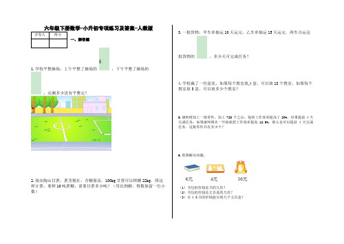 六年级下册数学-小升初专项练习及答案-K104-人教版