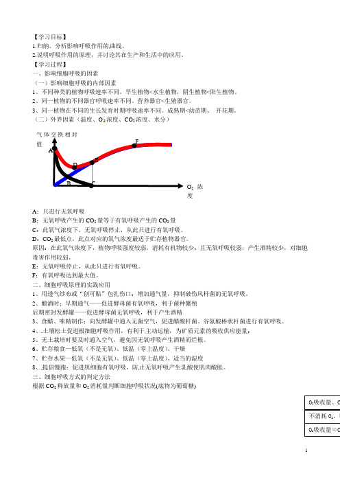 河南省沁阳市第一中学高中生物 5.3细胞呼吸(第2课时)导学案 新人教版必修1