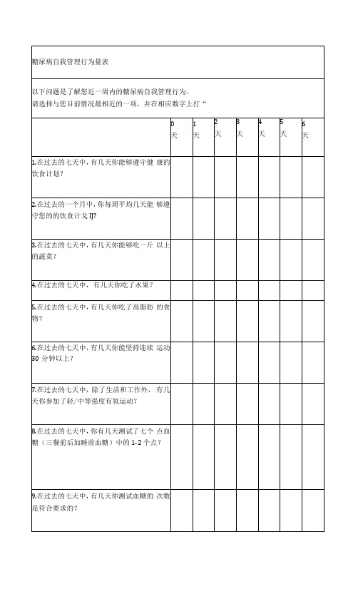 糖尿病自我管理行为量表