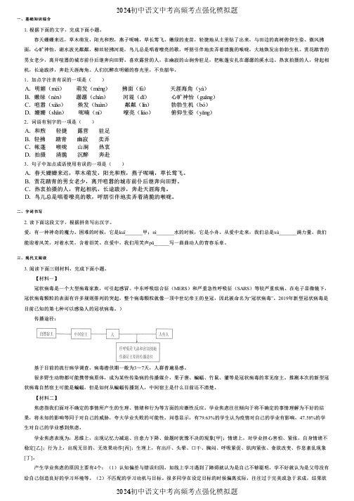 2024初中语文中考强化模拟卷 (57) 