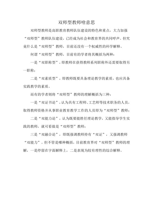 双师型教师啥意思