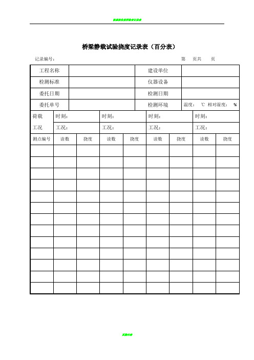 桥梁检测挠度记录表格