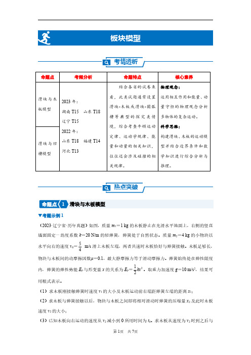 2024年新高考二轮物理复习专题——板块模型