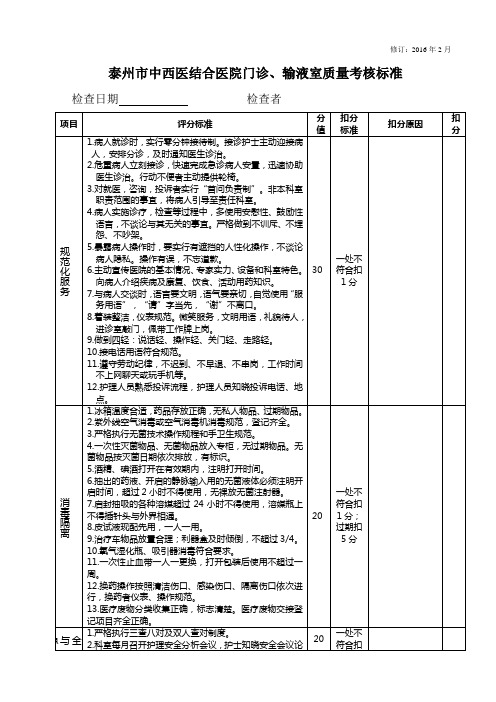 门诊护理质量标准(2016.02)