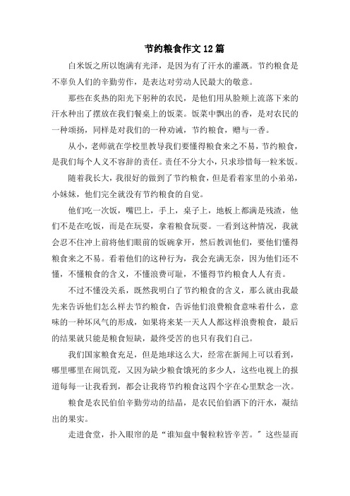 节约粮食作文12篇精选范文