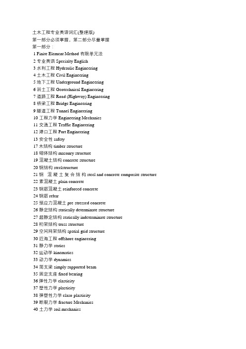 土木工程专业英语词汇(整理版)