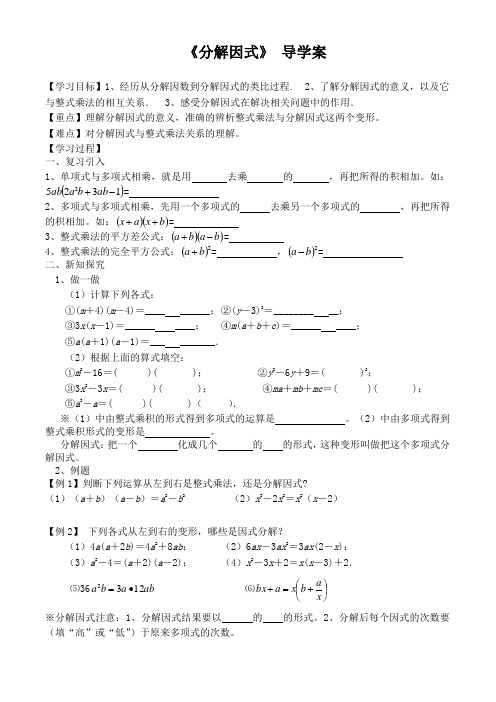 分解因式导学案