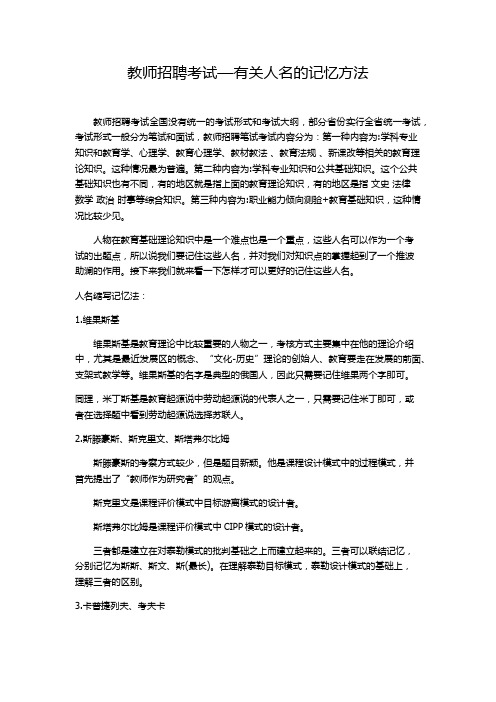 教师招聘考试—有关人名的记忆方法