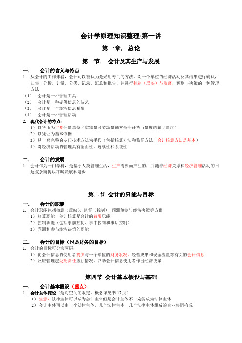 会计学原理知识点总结