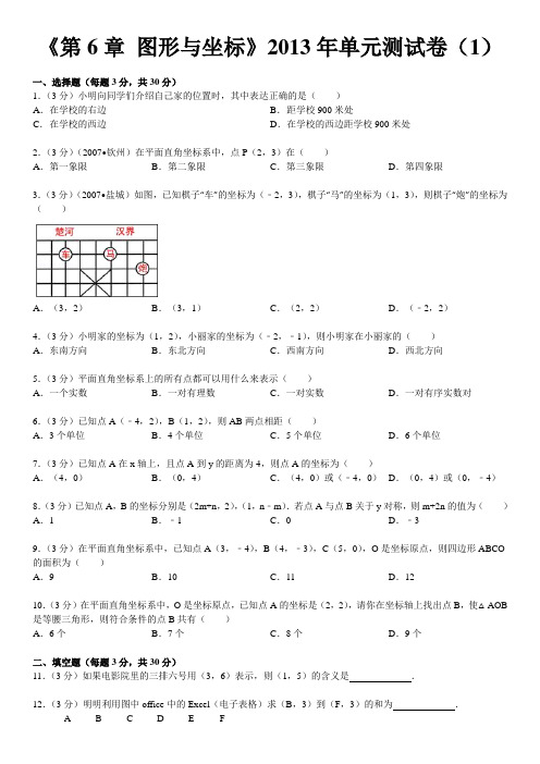 《第6章+图形与坐标》2013年单元测试卷(1)