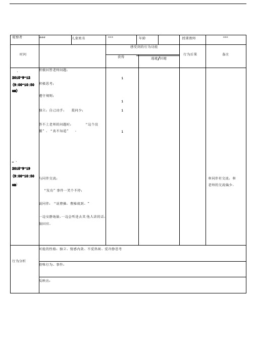 儿童行为观察记录表