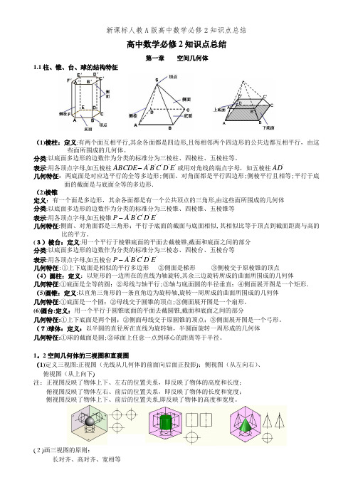 新课标人教A版高中数学必修2知识点总结