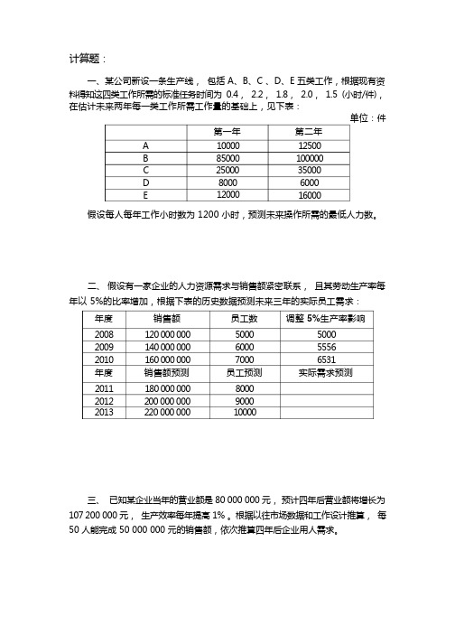 需求预测习题与案例