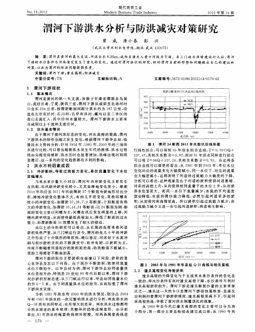 渭河下游洪水分析与防洪减灾对策研究