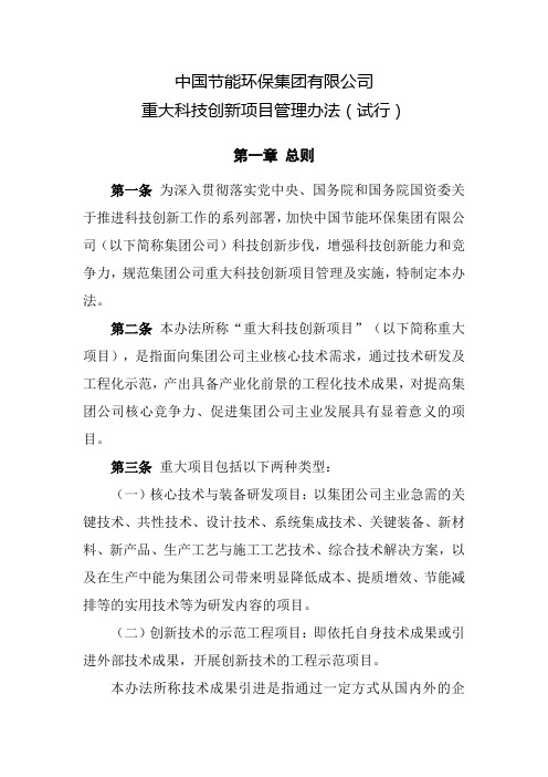 公司重大科技创新项目管理办法(试行)