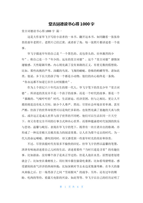 堂吉诃德读书心得1000字