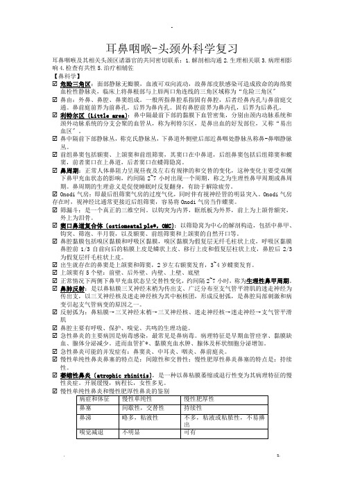 耳鼻咽喉头颈外科学重点考点