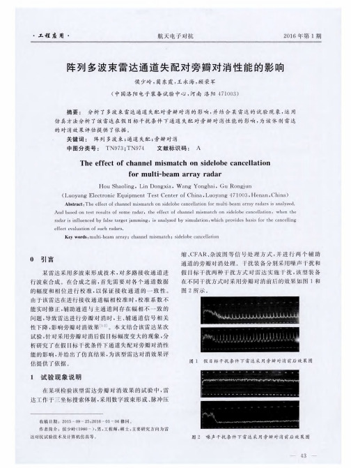 阵列多波束雷达通道失配对旁瓣对消性能的影响