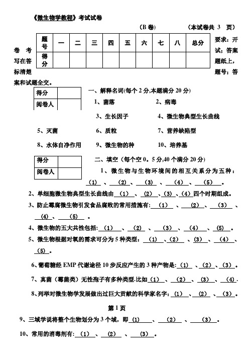 微生物期末考试试题附答案