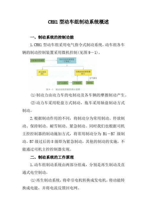 CRH1型动车组制动系统概述