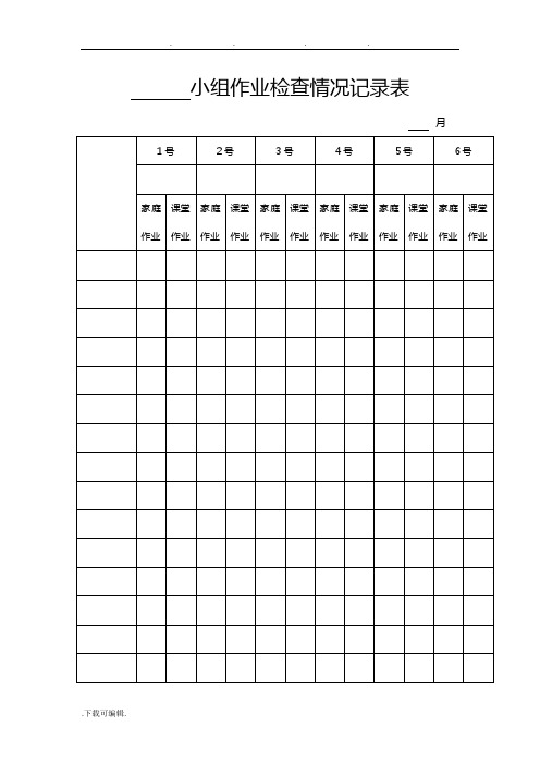 小组作业检查情况记录表