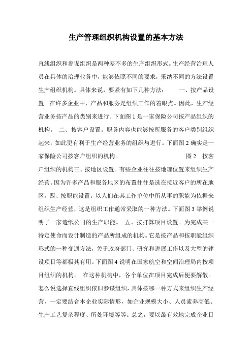 生产管理组织机构设置的基本方法