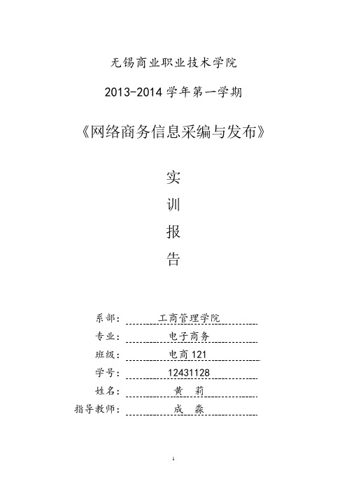 《网络商务信息采编与发布》实训报告