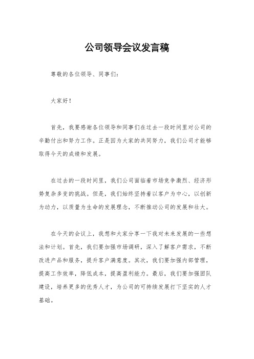 公司领导会议发言稿