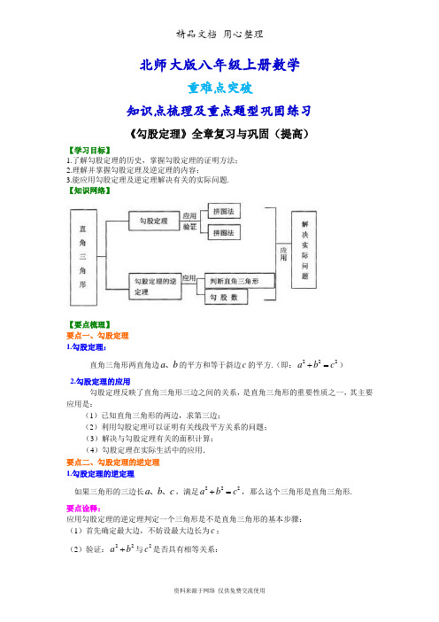 北师大版八年级上册数学[勾股定理全章复习与巩固(提高版)知识点整理及重点题型梳理]