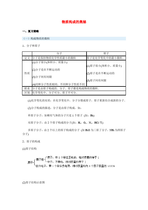 九年级化学物质构成的奥秘