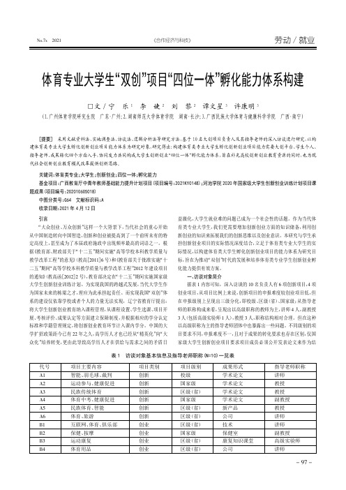 体育专业大学生“双创”项目“四位一体”孵化能力体系构建