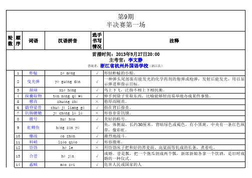 汉字听写第九期拼音加注释