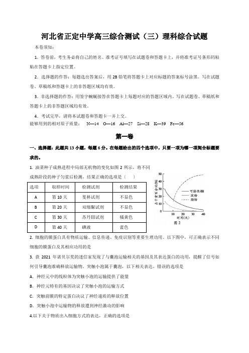 河北省正定中学高三综合测试(三)理科综合试题