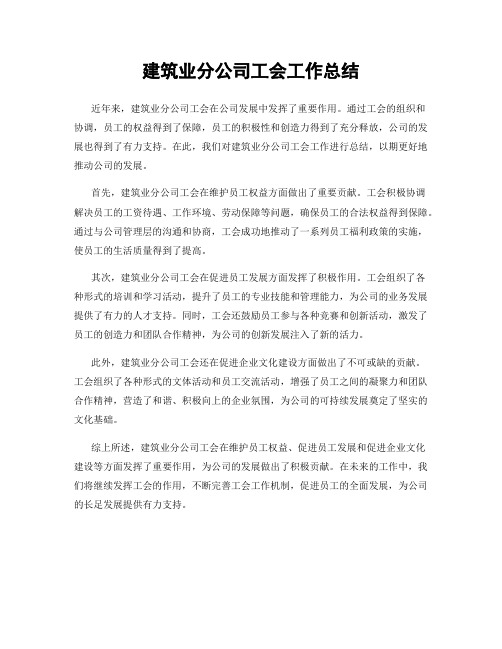 建筑业分公司工会工作总结