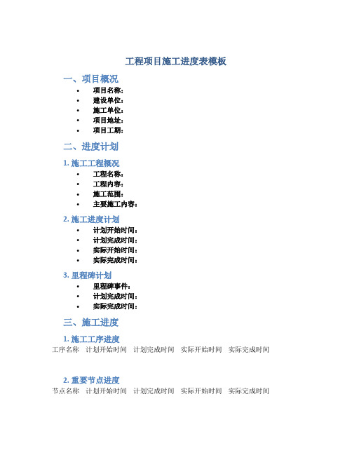 工程项目施工进度表模板