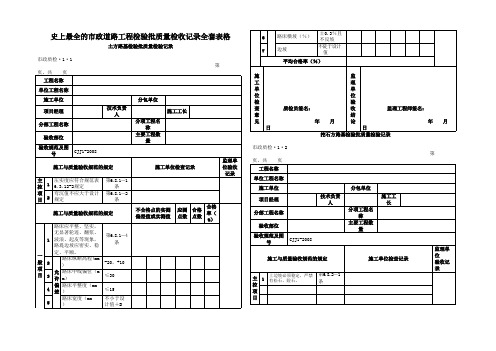 市政道路工程检验批质量检收记录表格