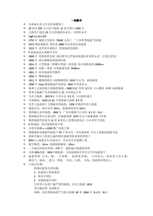 地震概论小知识点