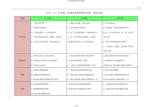 小学足球阶段目标指南