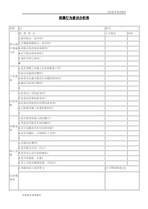 部属行为意识分析表