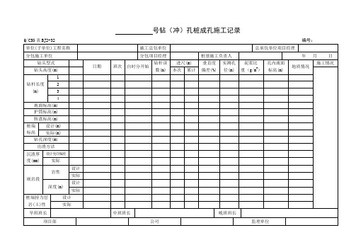 变电土建工程 钻(冲)孔桩成孔施工记录