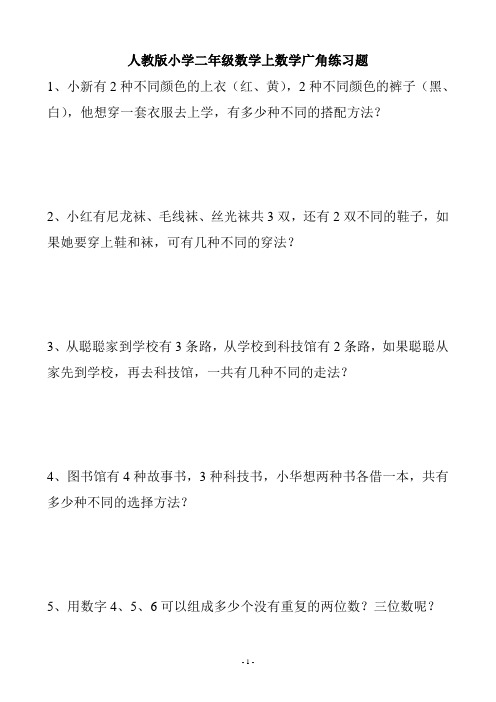 人教版二年级数学上册数学广角《搭配》练习题