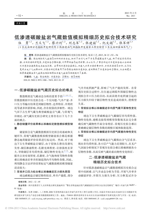 低渗透碳酸盐岩气藏数值模拟精细历史拟合技术研究_伍勇