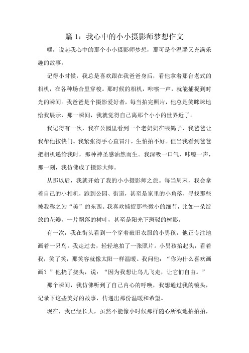 我心中的小小摄影师梦想作文精选8篇