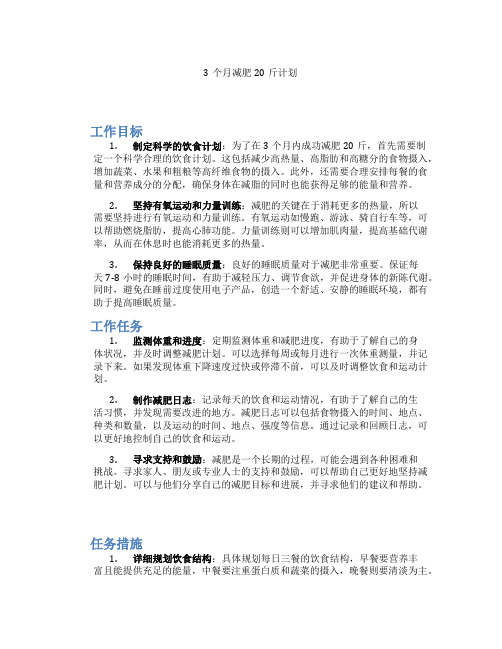 3个月减肥20斤计划